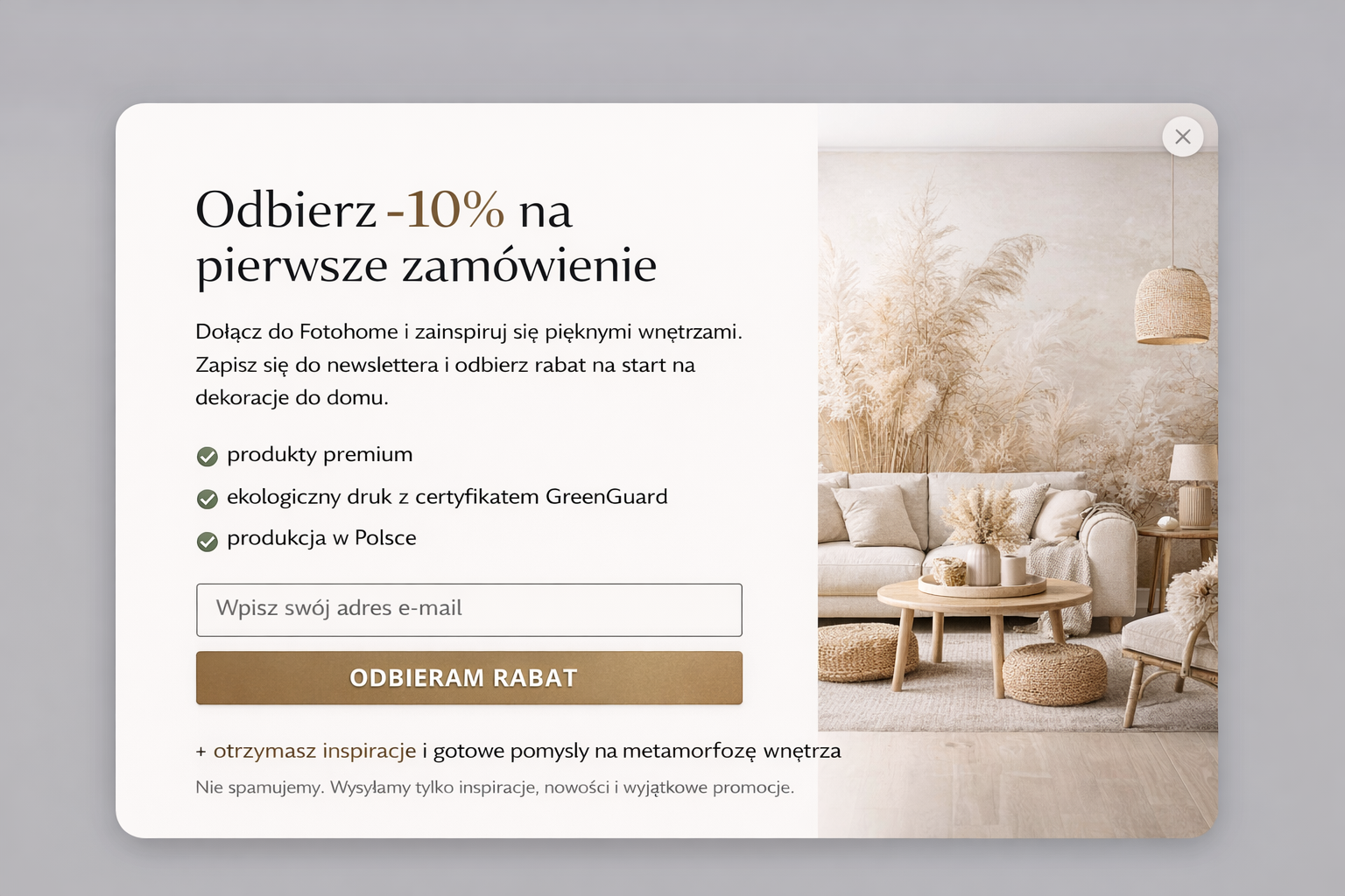 Popup newsletter -10%